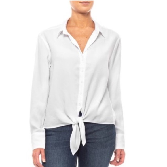 MAEVE White Women's Tie-Front Blouse - Picture 6 of 6